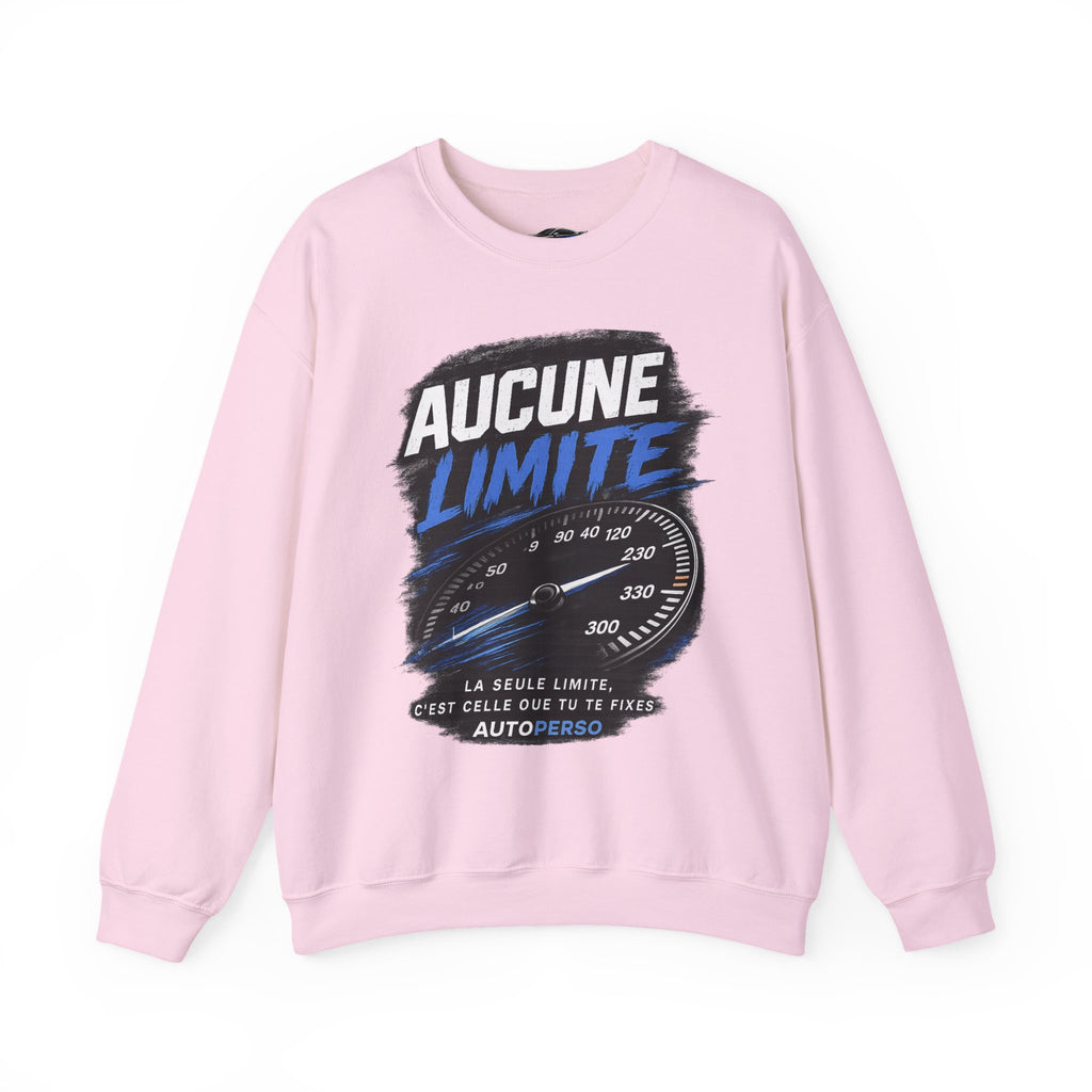 Crewneck Sweatshirt — "Aucune Limite" Speedometer Graphic French Motivational Pullover