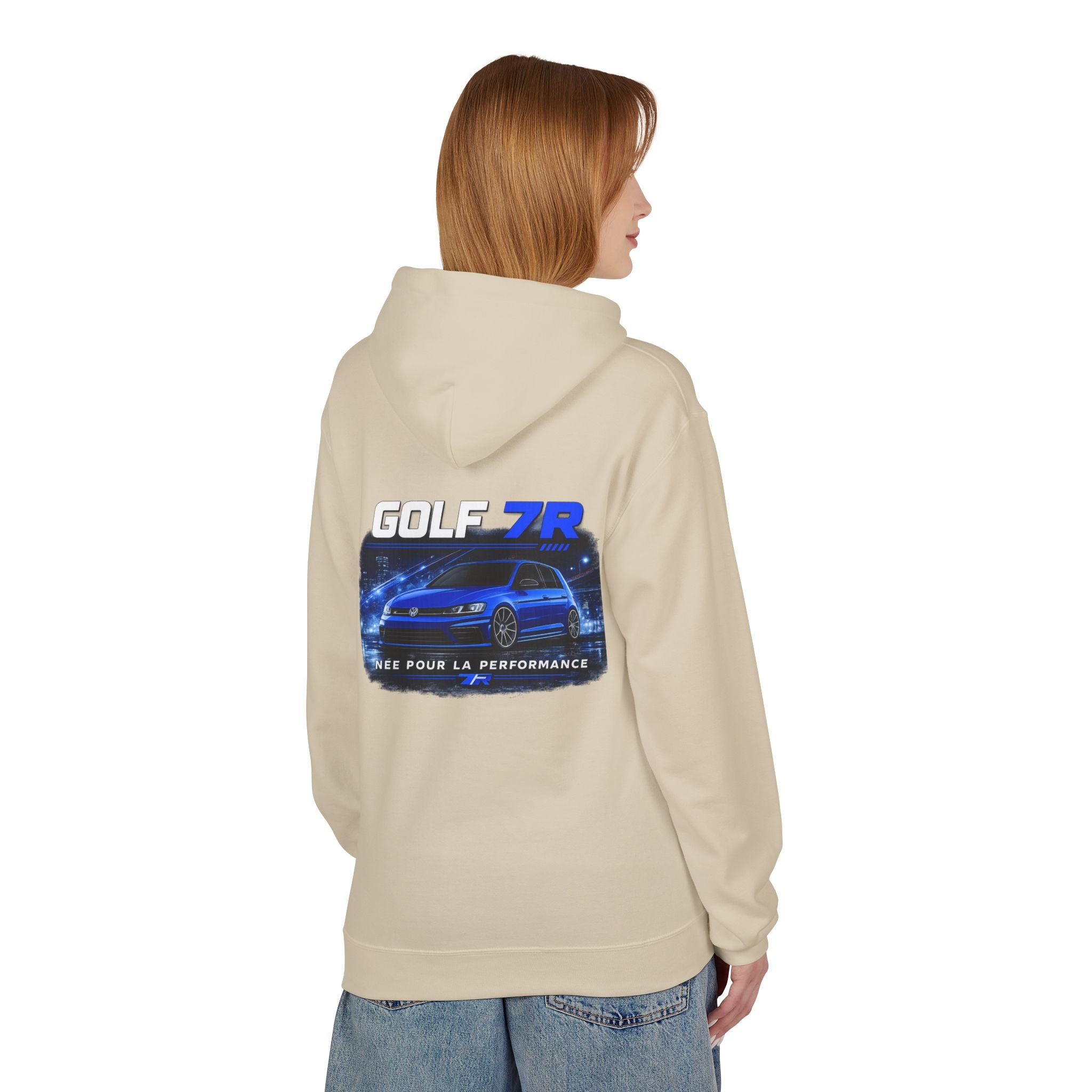 Golf 7R Performance Hoodie — Blue GTI-Inspired Car Graphic Hooded Sweatshirt