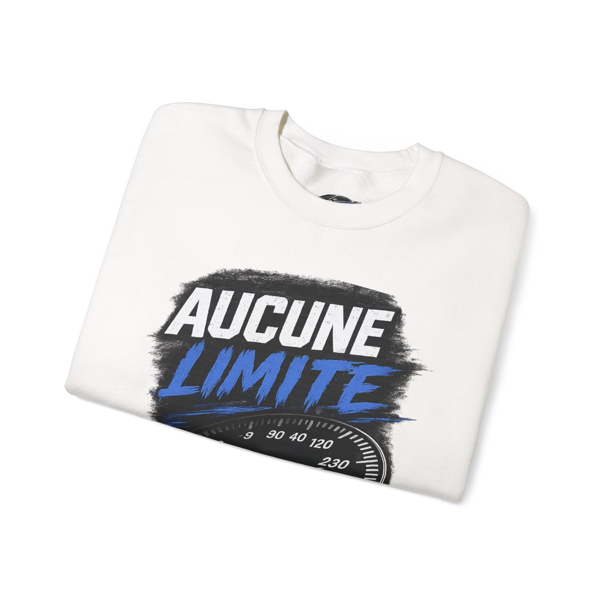 Crewneck Sweatshirt — "Aucune Limite" Speedometer Graphic French Motivational Pullover