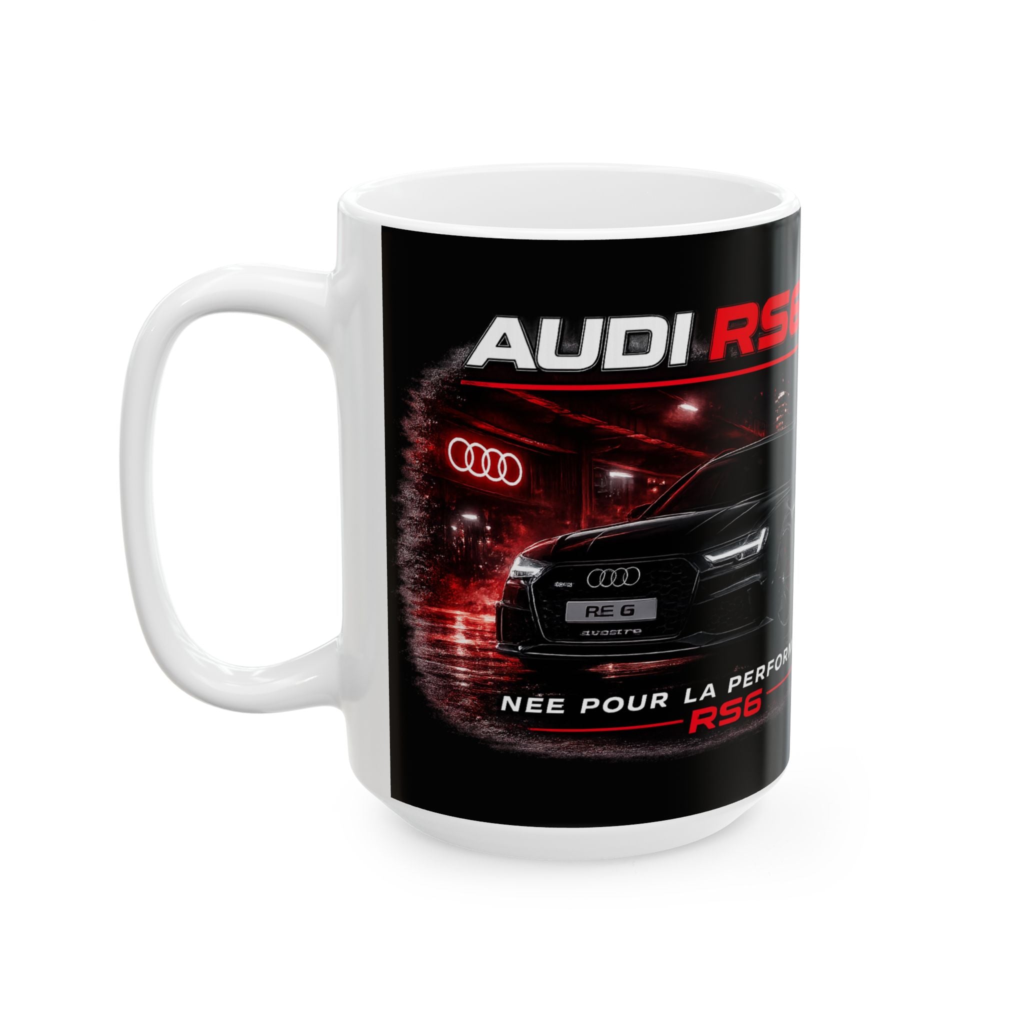 RS6 Performance Ceramic Mug — Black Audi Sport Car Coffee Cup (11oz/15oz)