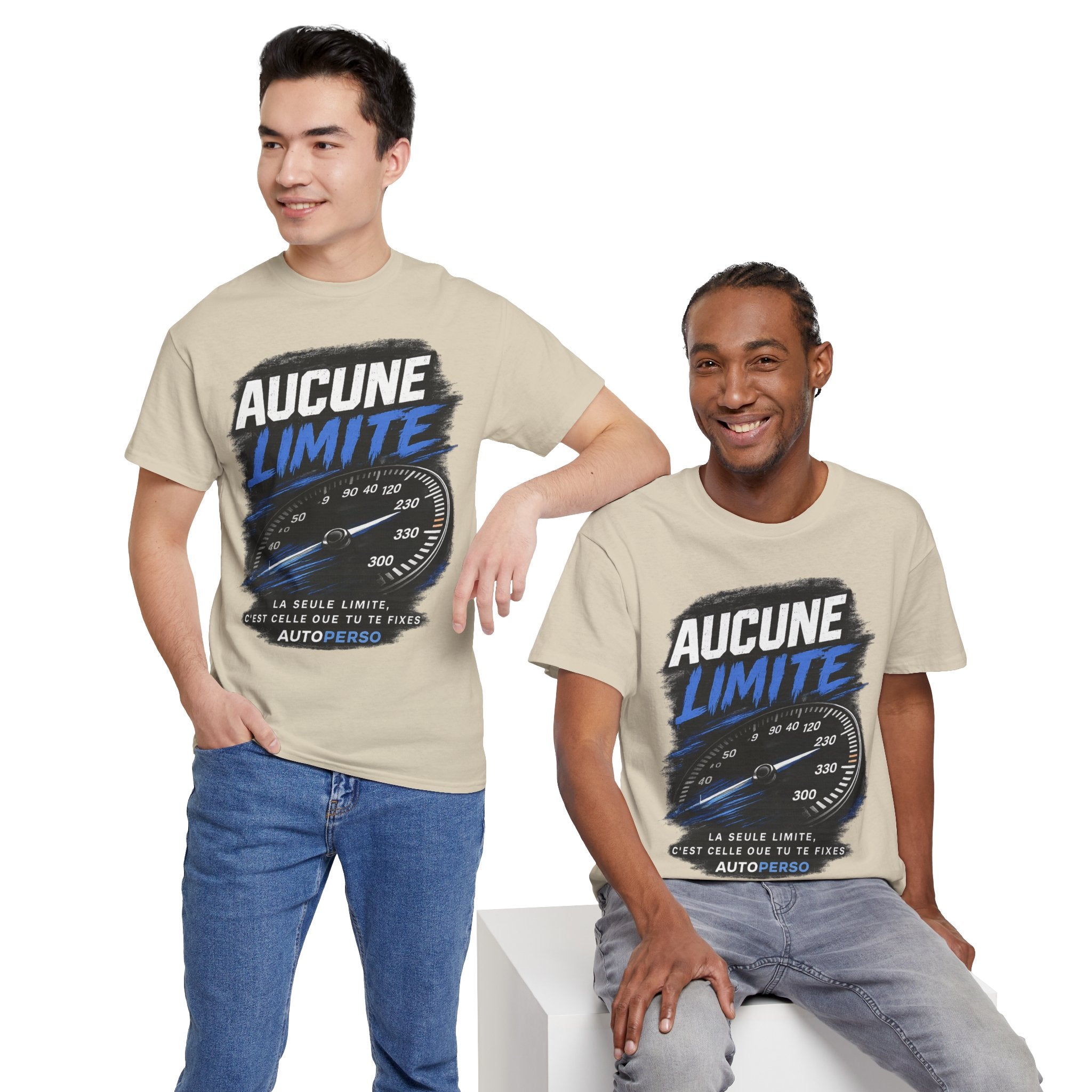 Aucune Limite Tee — French 'No Limits' Speedometer Graphic T-Shirt