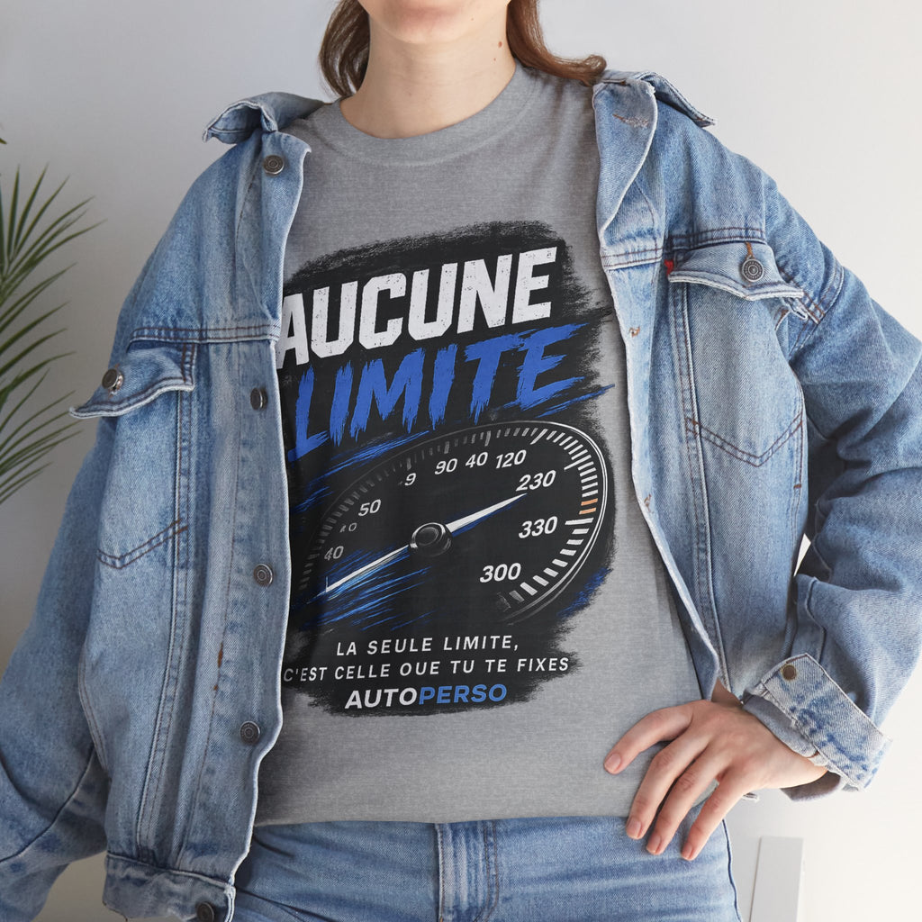Aucune Limite Tee — French 'No Limits' Speedometer Graphic T-Shirt