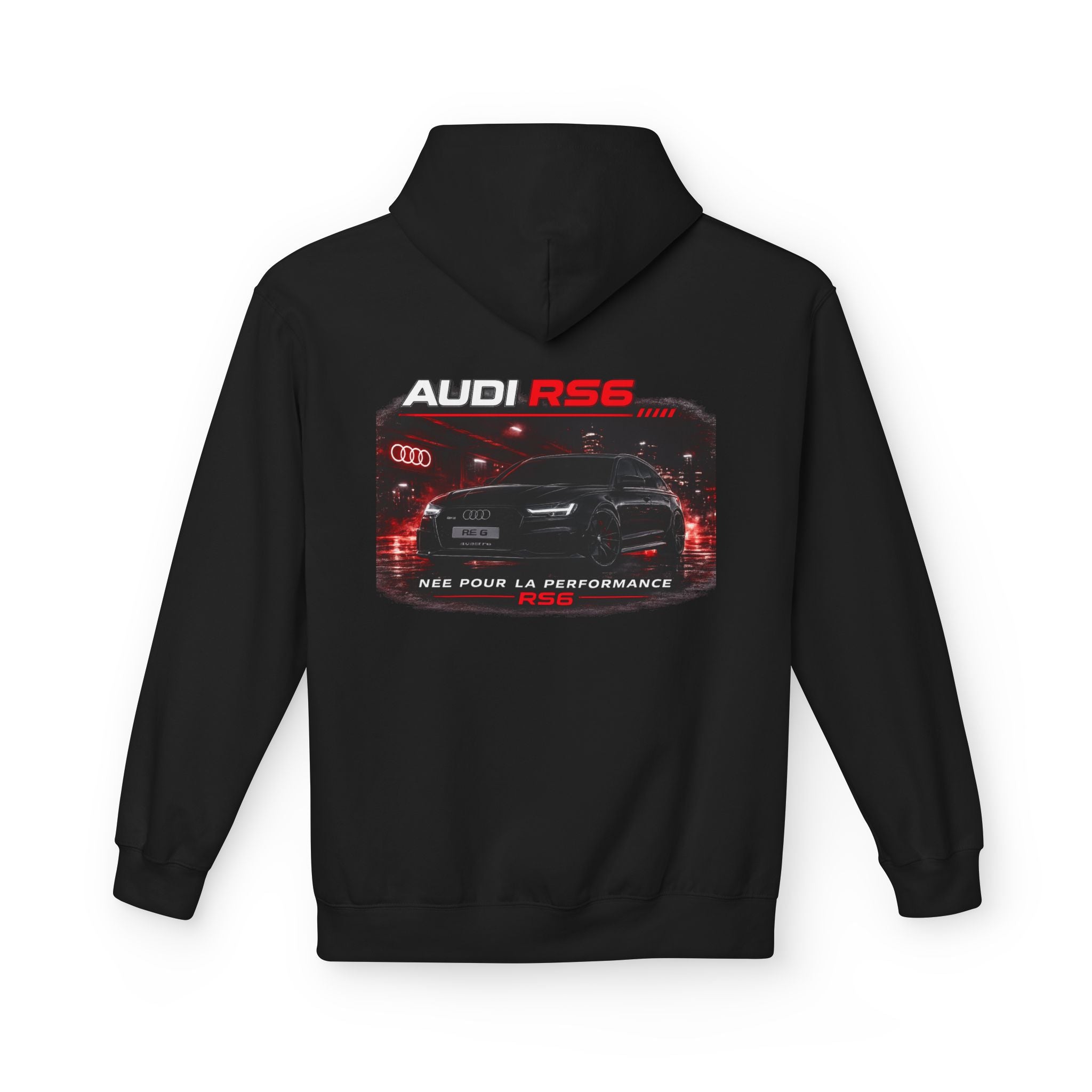 Audi RS6 Hoodie — Retro Night Skyline Car Graphic Sweatshirt