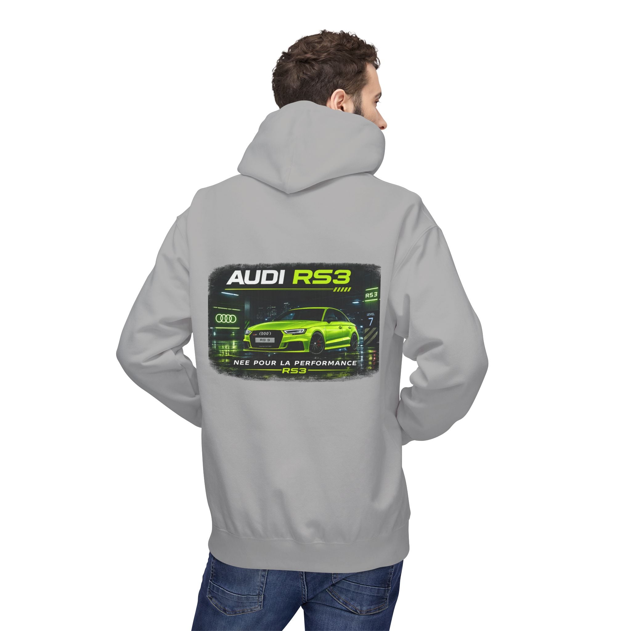 Audi RS3 Hoodie — Neon Green Sport Car Graphic Sweatshirt
