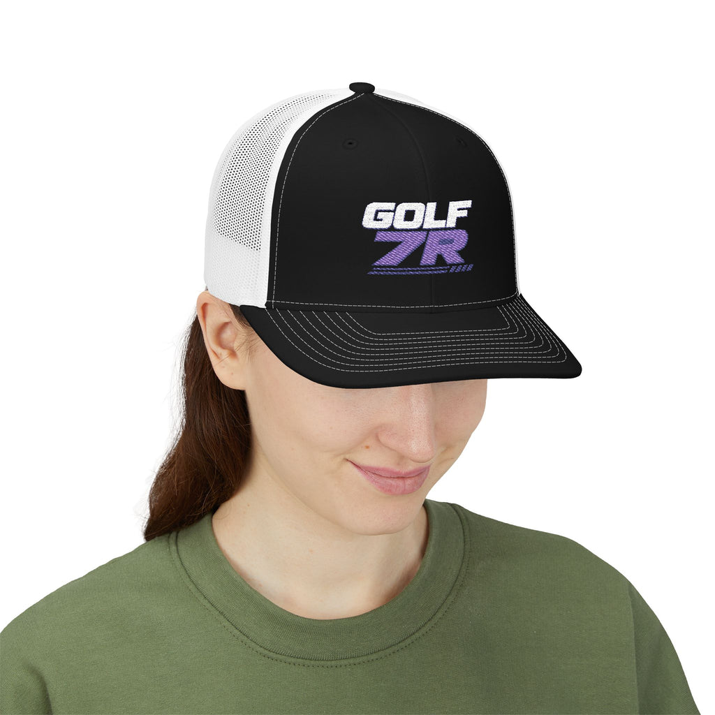 Golf 7R Snapback Trucker Cap — Retro Racing Golf Logo Hat