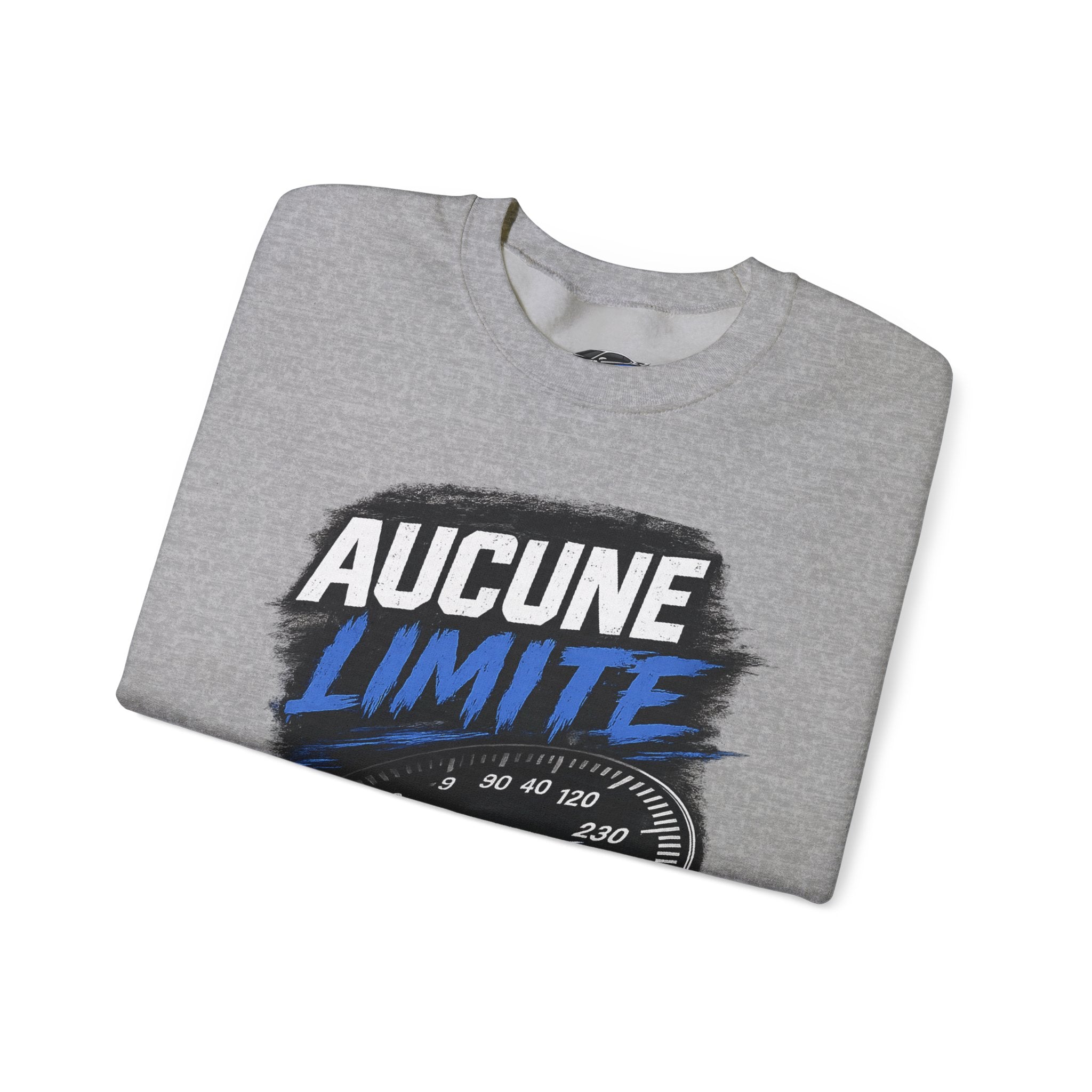 Crewneck Sweatshirt — "Aucune Limite" Speedometer Graphic French Motivational Pullover