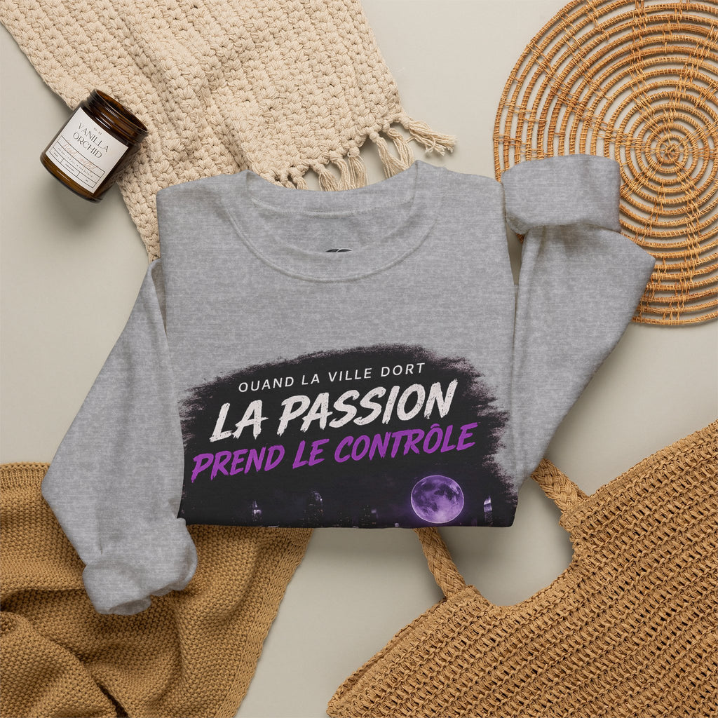 Crewneck Sweatshirt — Retro French Night Drive "La Passion Prend Le Contrôle"