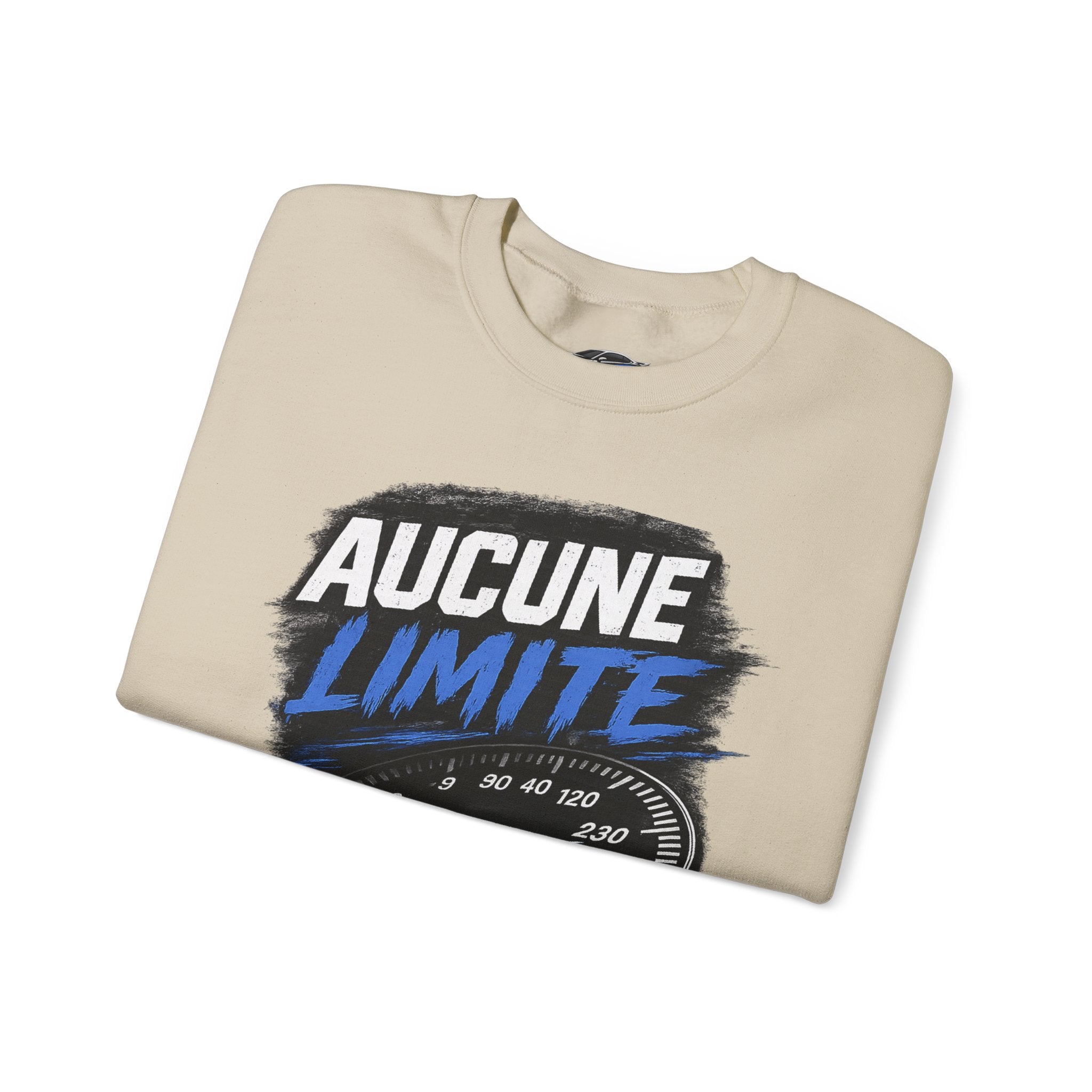 Crewneck Sweatshirt — "Aucune Limite" Speedometer Graphic French Motivational Pullover