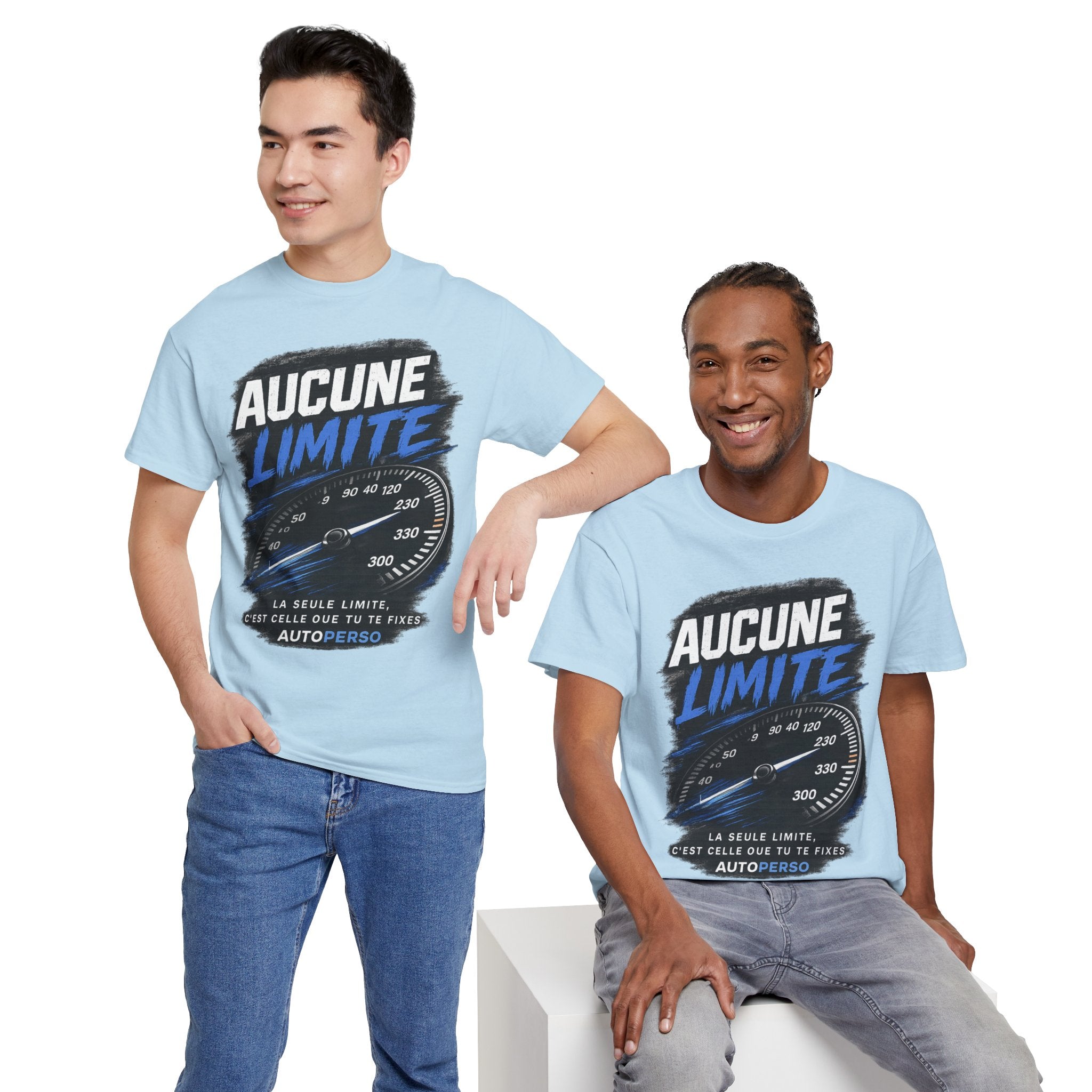 Aucune Limite Tee — French 'No Limits' Speedometer Graphic T-Shirt