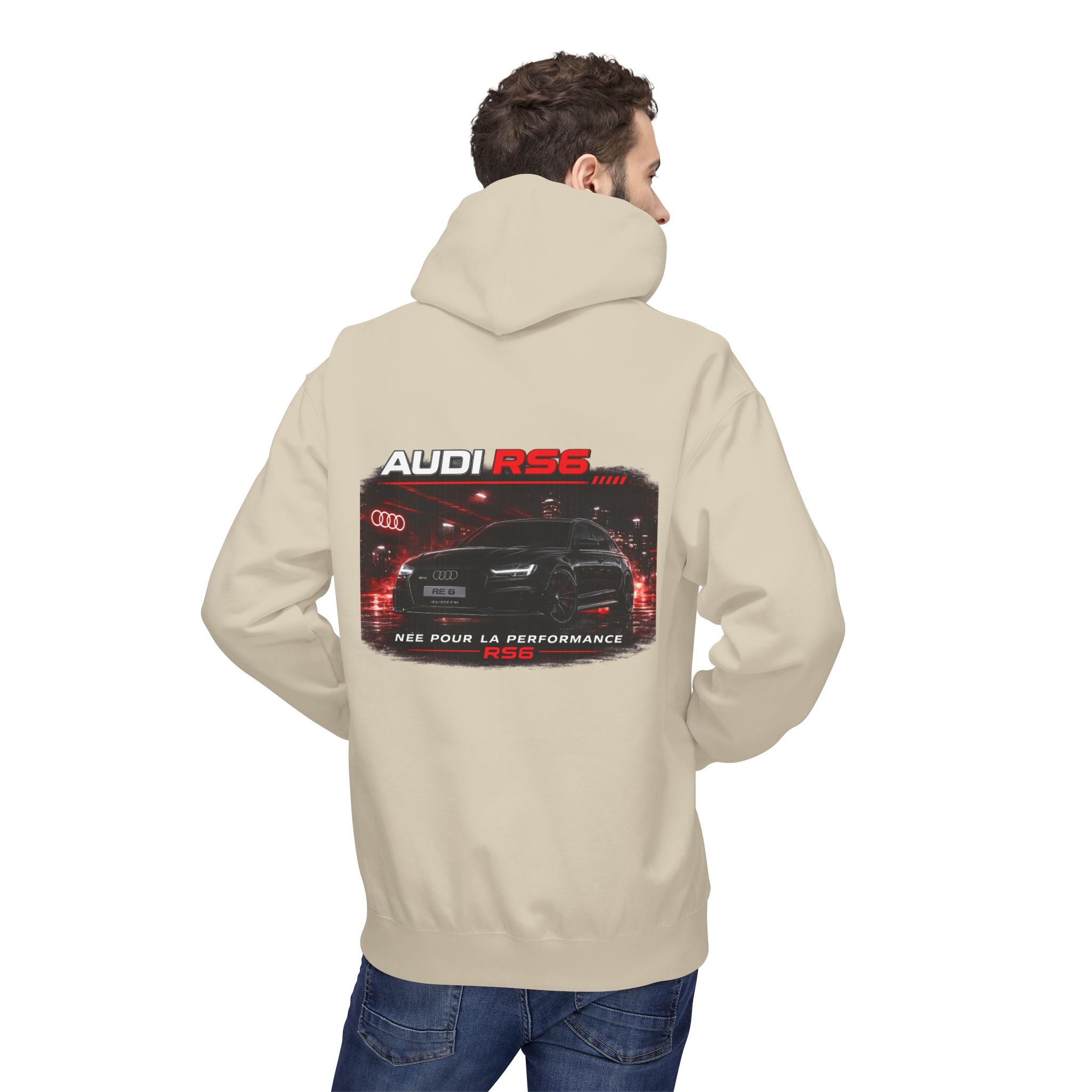 Audi RS6 Hoodie — Retro Night Skyline Car Graphic Sweatshirt