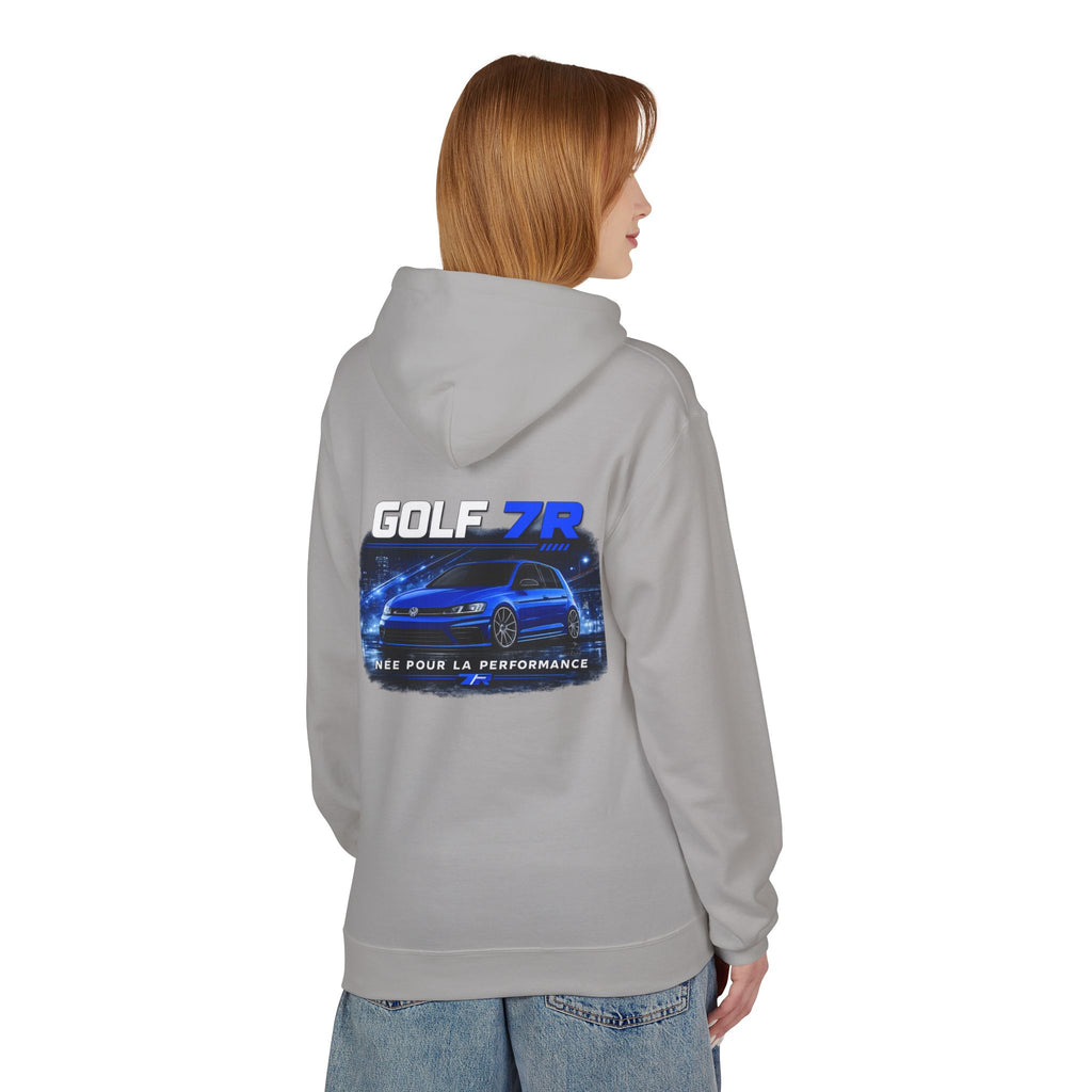 Golf 7R Performance Hoodie — Blue GTI-Inspired Car Graphic Hooded Sweatshirt