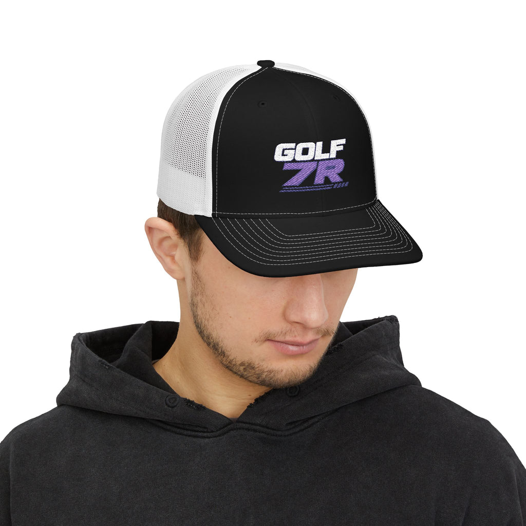 Golf 7R Snapback Trucker Cap — Retro Racing Golf Logo Hat