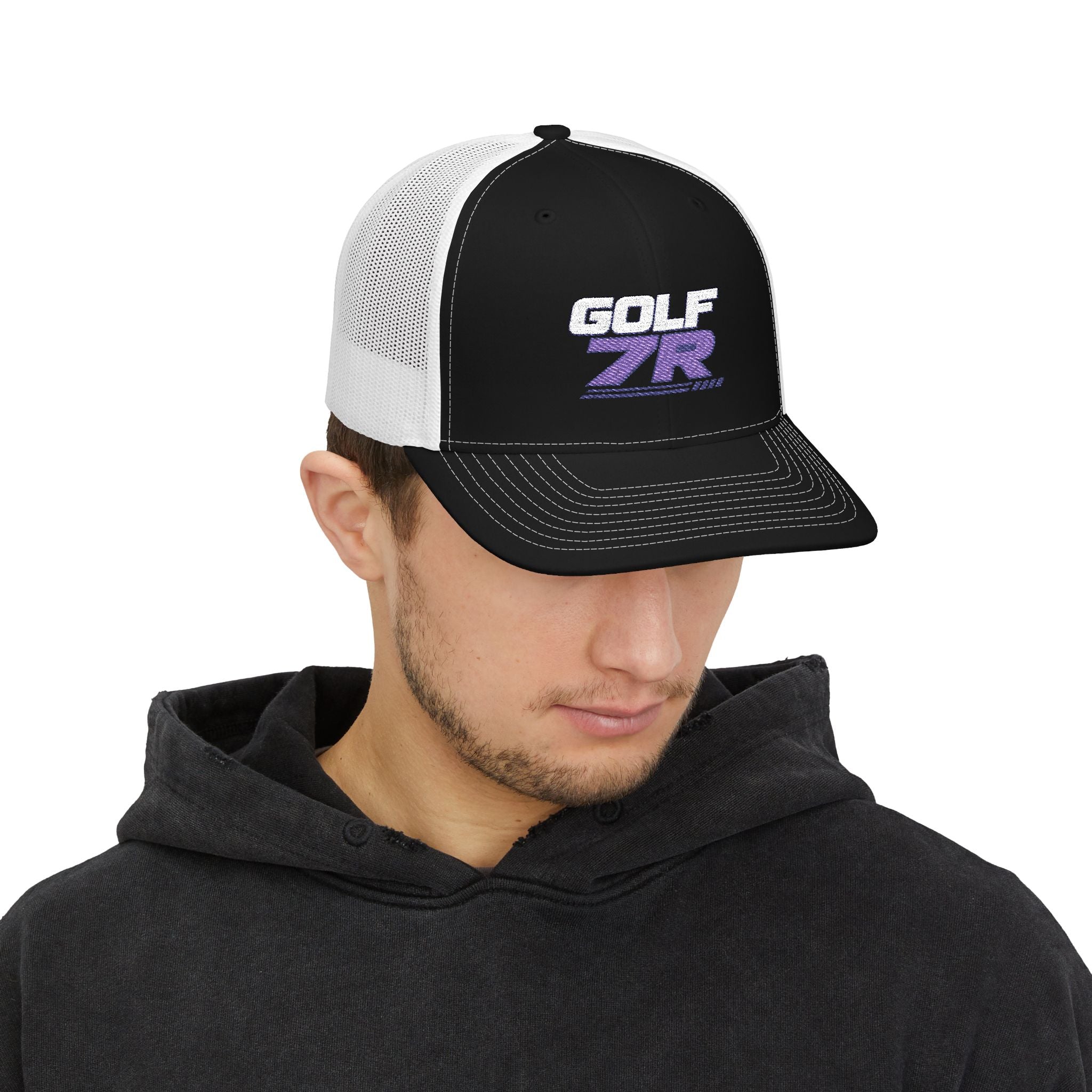 Golf 7R Snapback Trucker Cap — Retro Racing Golf Logo Hat