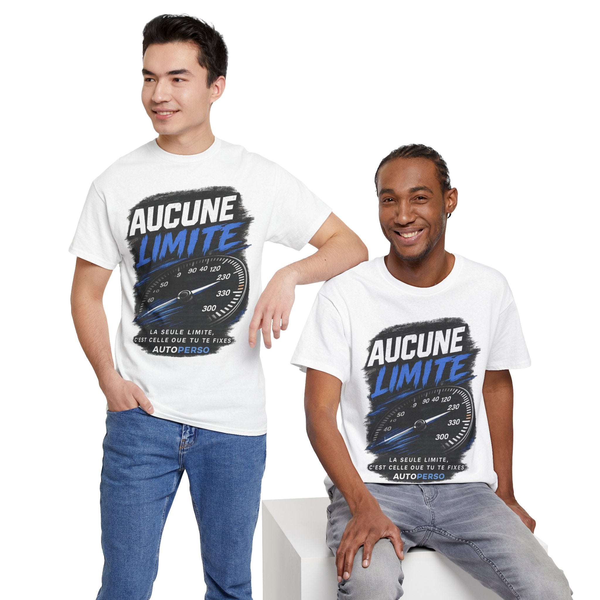 Aucune Limite Tee — French 'No Limits' Speedometer Graphic T-Shirt