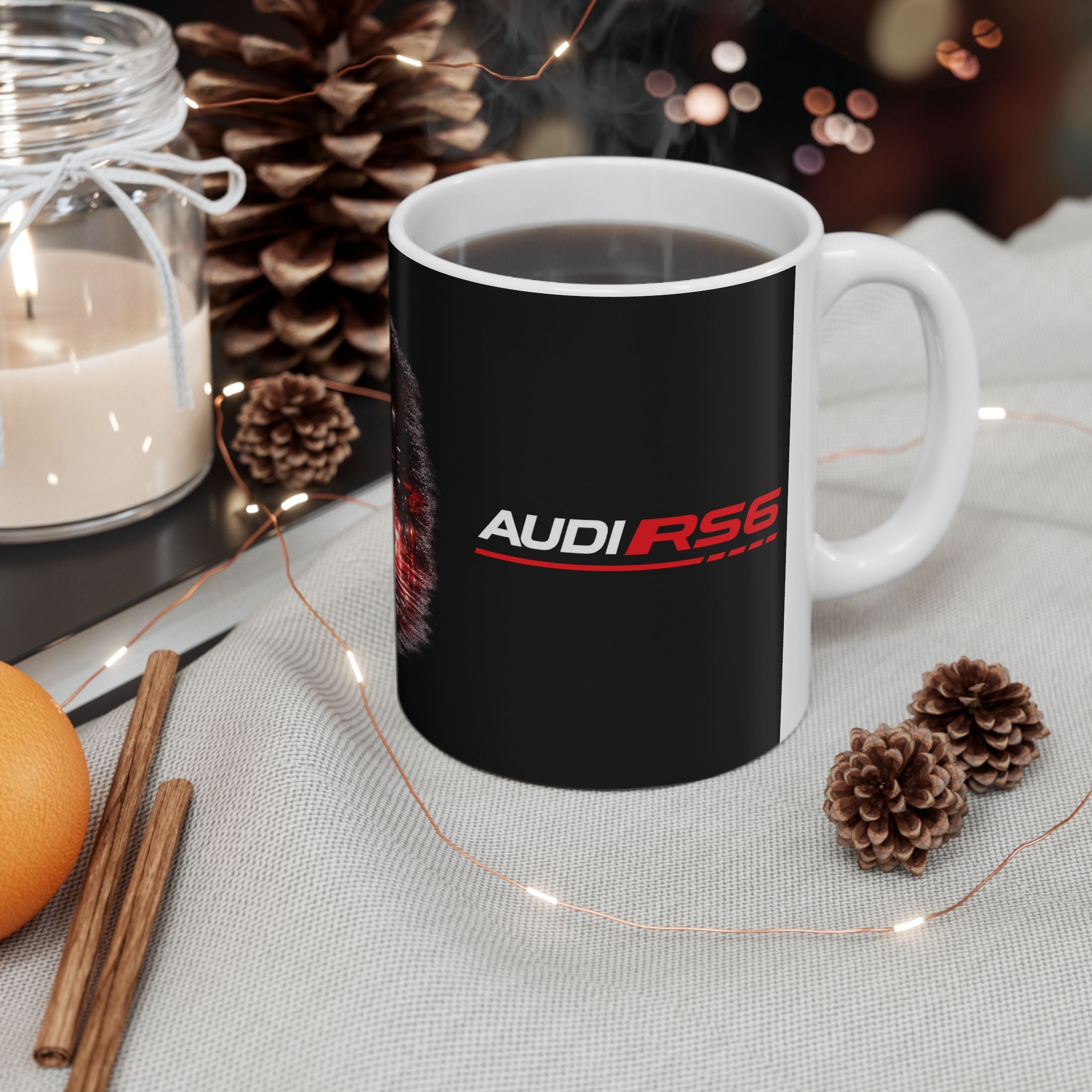 RS6 Performance Ceramic Mug — Black Audi Sport Car Coffee Cup (11oz/15oz)