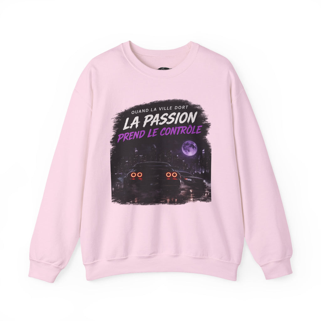 Crewneck Sweatshirt — Retro French Night Drive "La Passion Prend Le Contrôle"