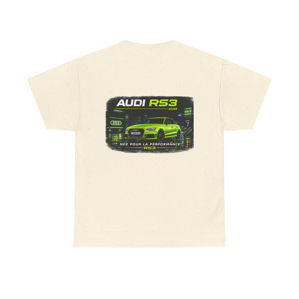 Audi RS3 Graphic Tee — Neon Green Sports Car Back Print