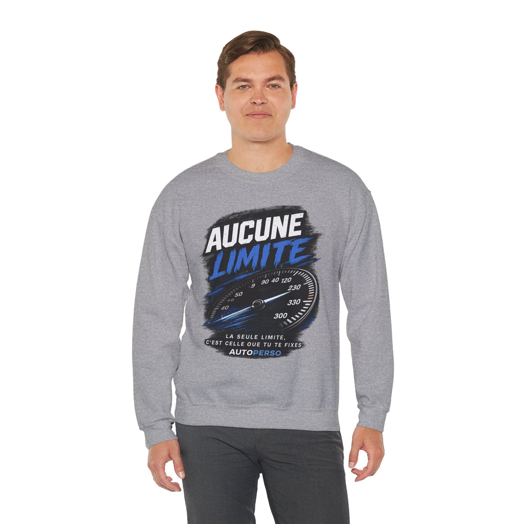 Crewneck Sweatshirt — "Aucune Limite" Speedometer Graphic French Motivational Pullover