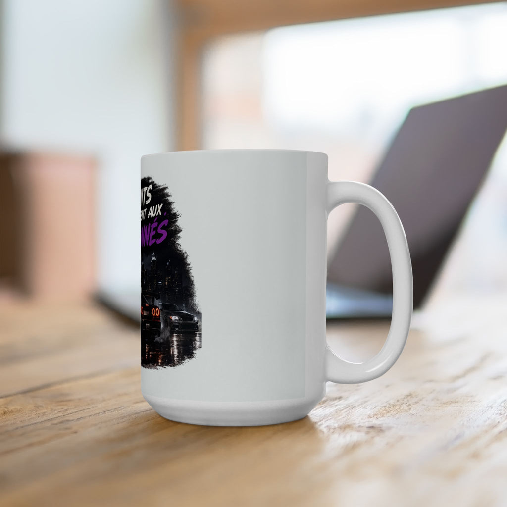 Ceramic Mug — Les Nuits Appartiennent Aux Passionnés (Car Night Cityscape)
