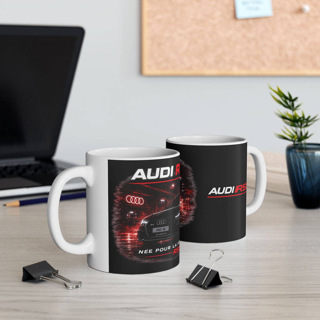 RS6 Performance Ceramic Mug — Black Audi Sport Car Coffee Cup (11oz/15oz)