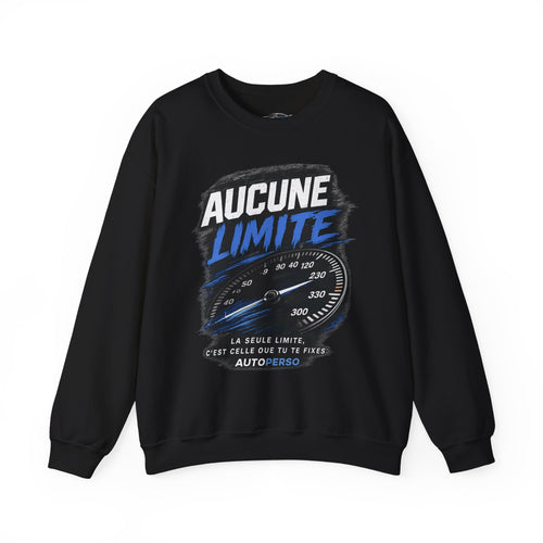 Crewneck Sweatshirt — "Aucune Limite" Speedometer Graphic French Motivational Pullover