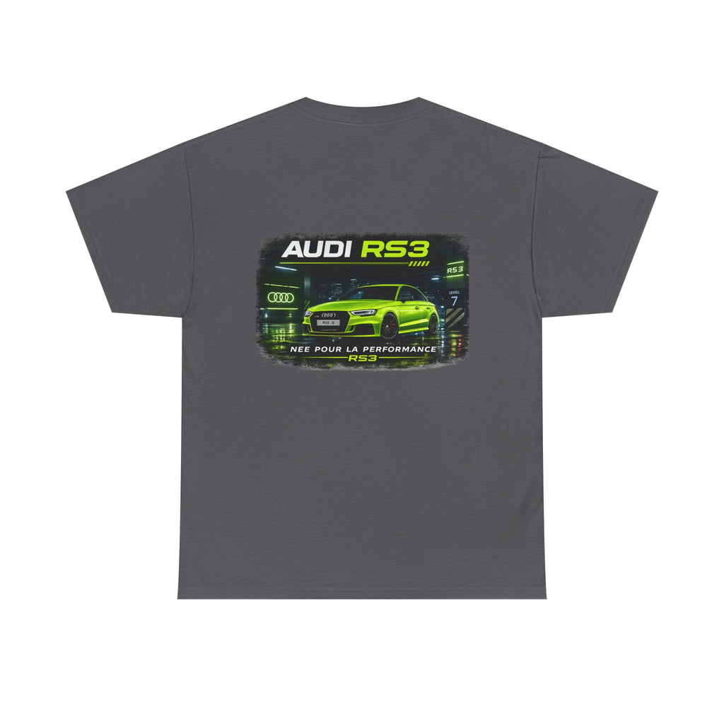 Audi RS3 Graphic Tee — Neon Green Sports Car Back Print