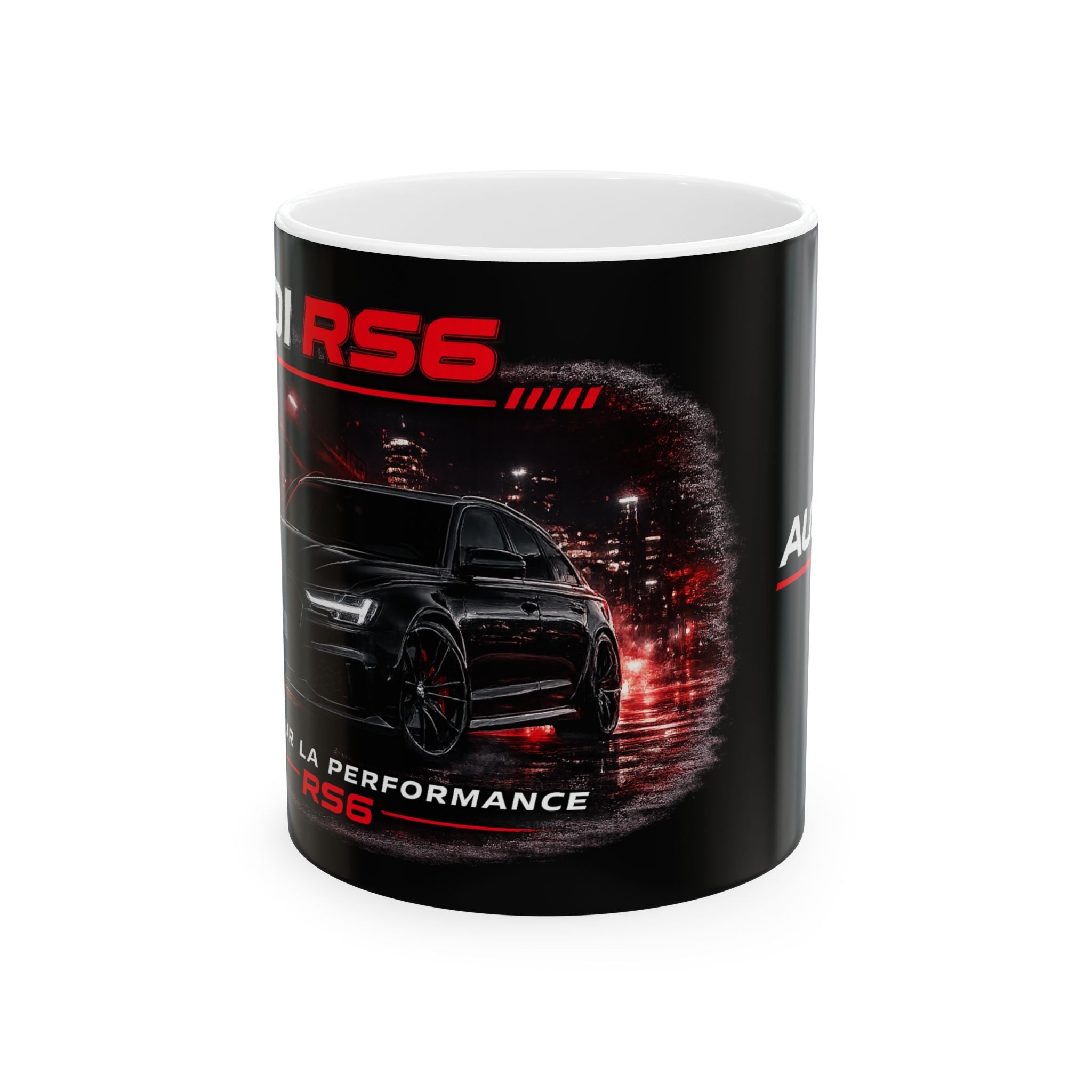 RS6 Performance Ceramic Mug — Black Audi Sport Car Coffee Cup (11oz/15oz)