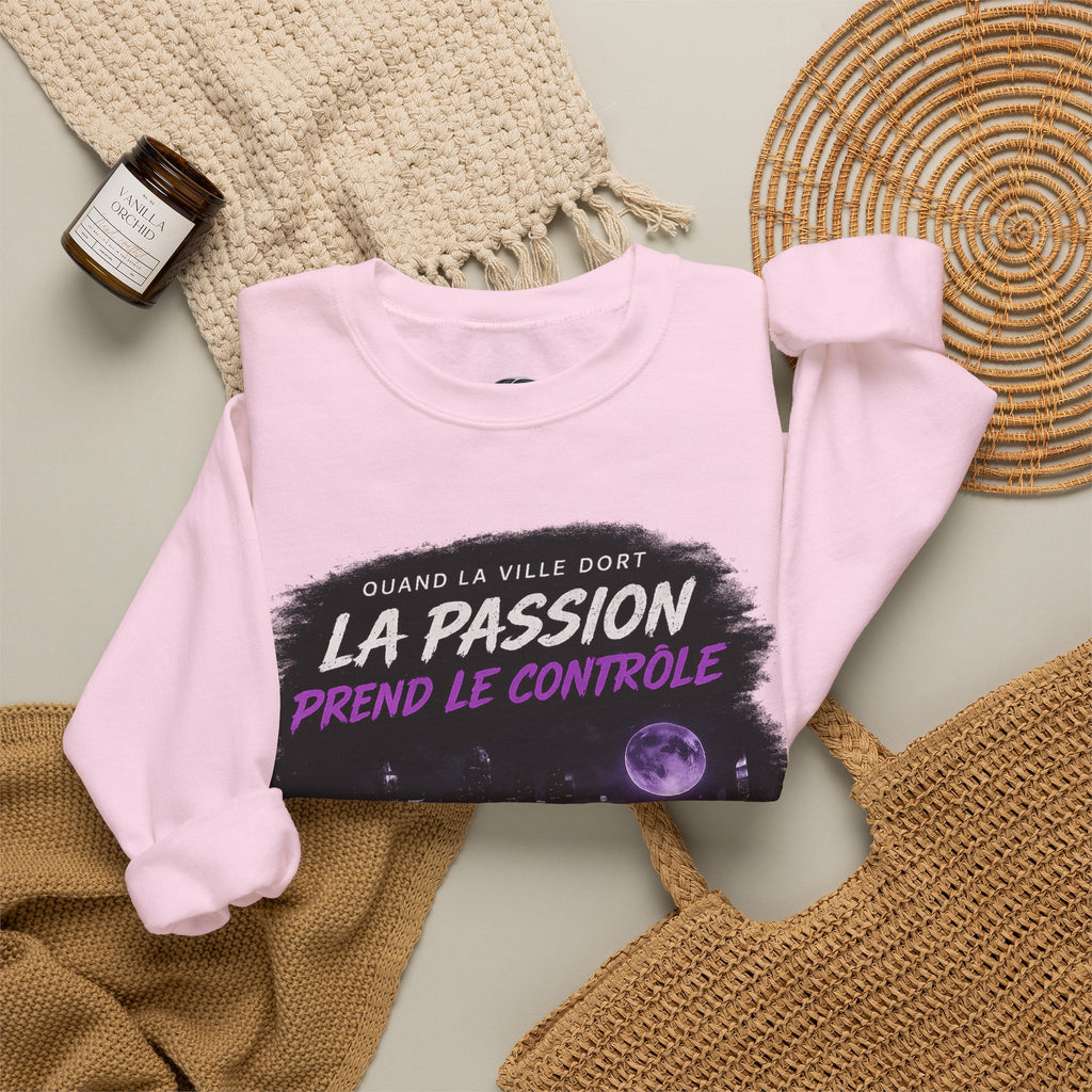 Crewneck Sweatshirt — Retro French Night Drive "La Passion Prend Le Contrôle"