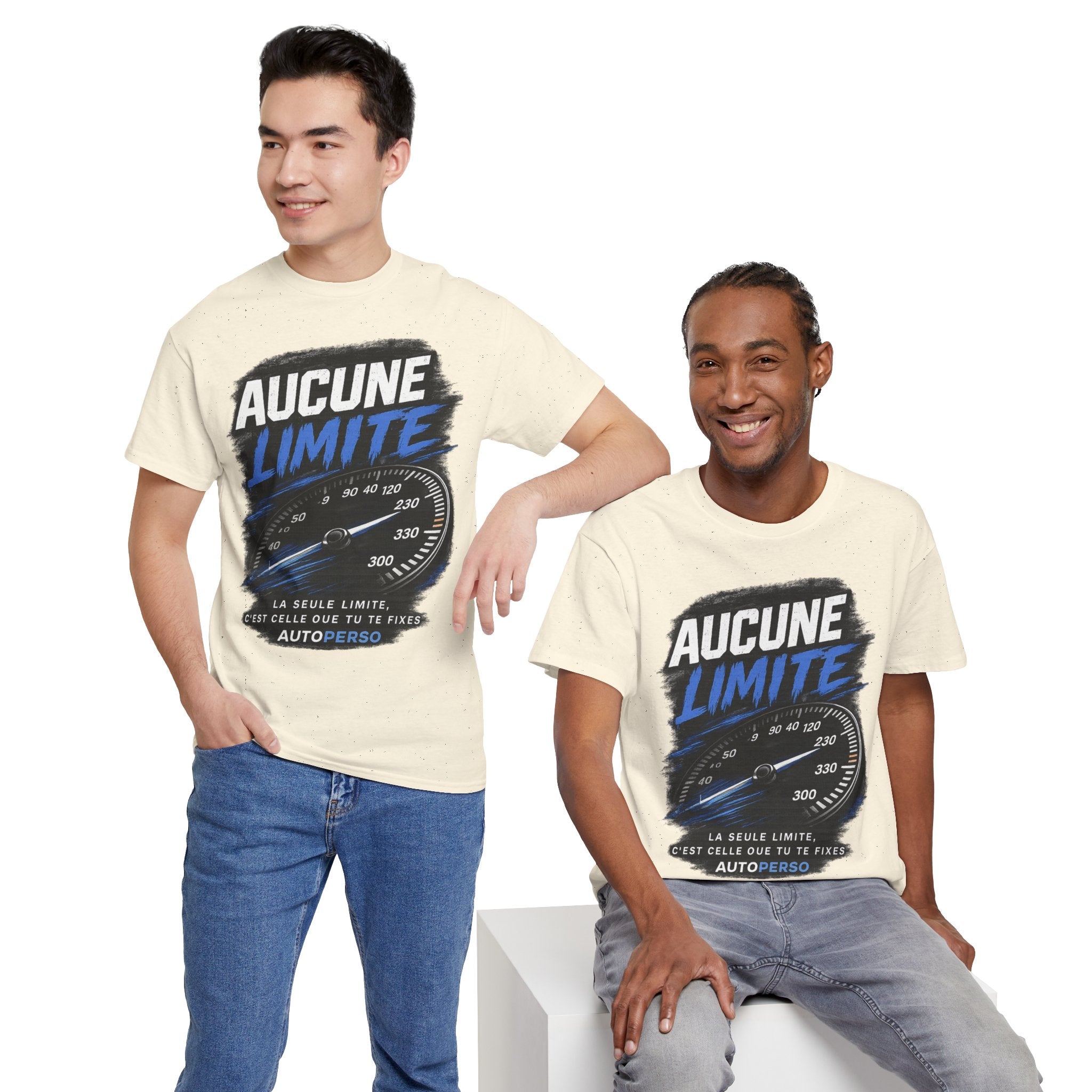Aucune Limite Tee — French 'No Limits' Speedometer Graphic T-Shirt