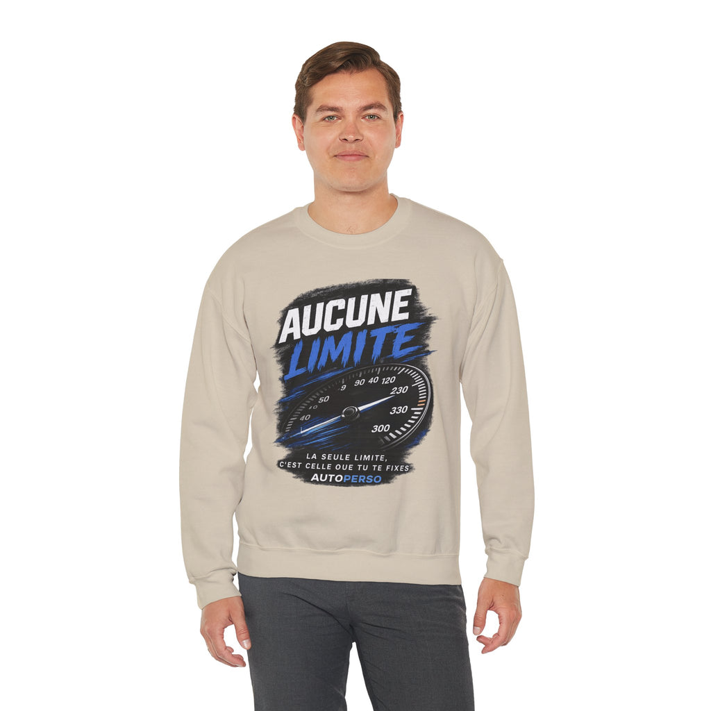 Crewneck Sweatshirt — "Aucune Limite" Speedometer Graphic French Motivational Pullover