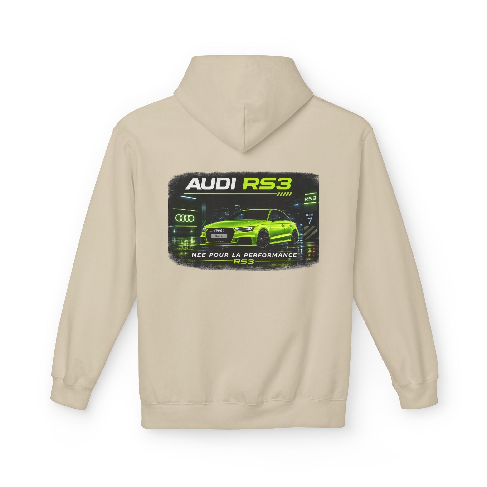Audi RS3 Hoodie — Neon Green Sport Car Graphic Sweatshirt