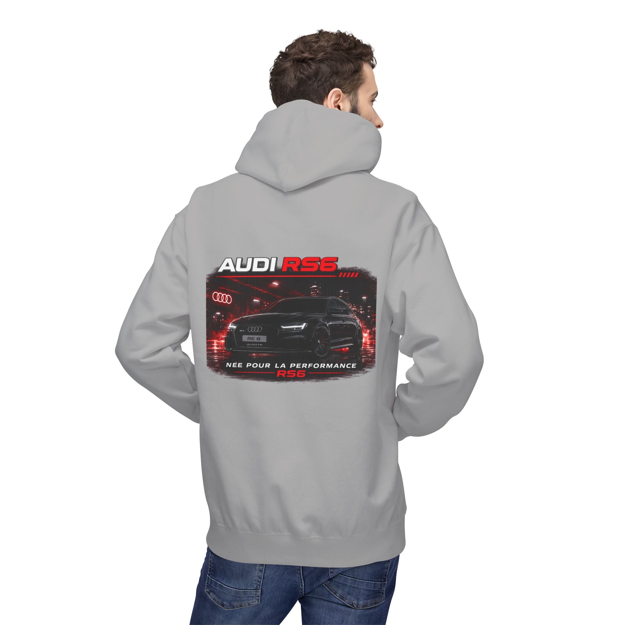 Audi RS6 Hoodie — Retro Night Skyline Car Graphic Sweatshirt