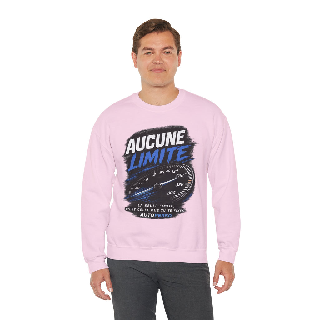 Crewneck Sweatshirt — "Aucune Limite" Speedometer Graphic French Motivational Pullover