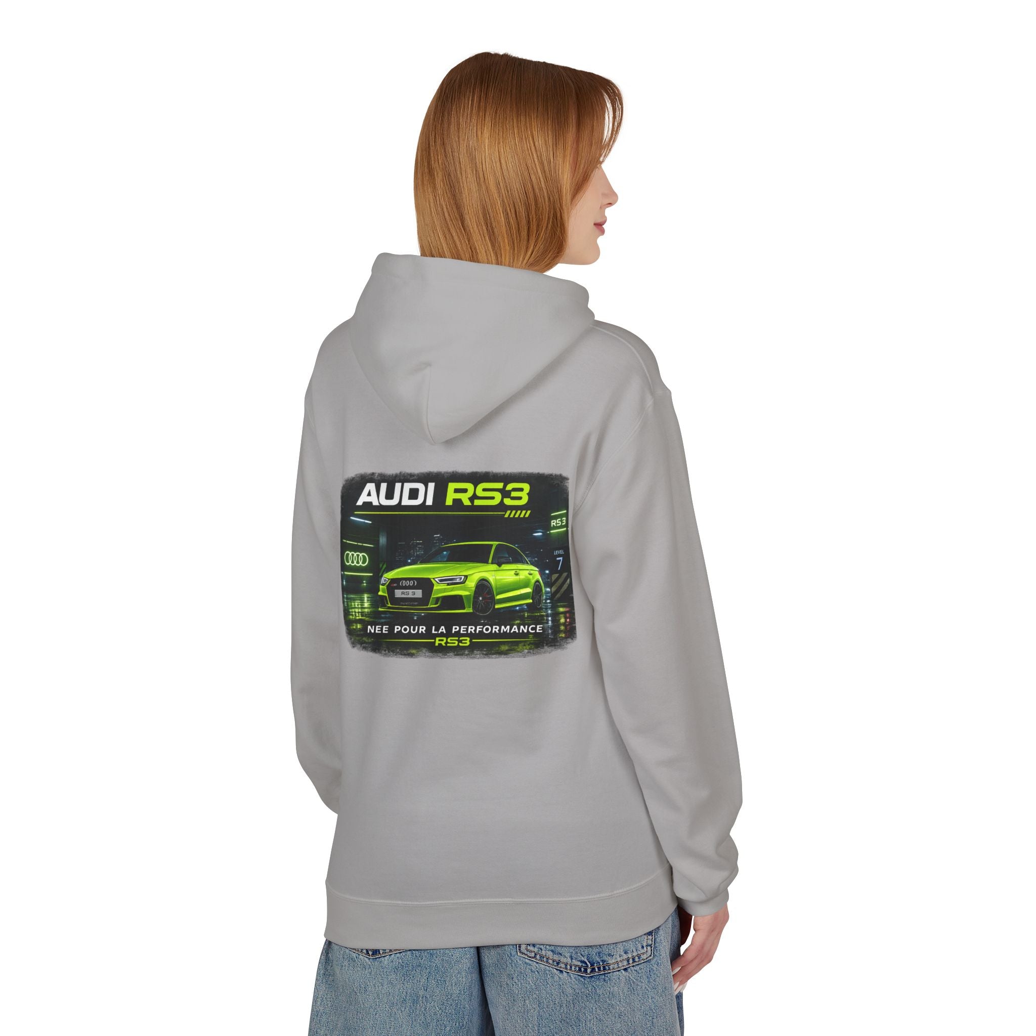 Audi RS3 Hoodie — Neon Green Sport Car Graphic Sweatshirt