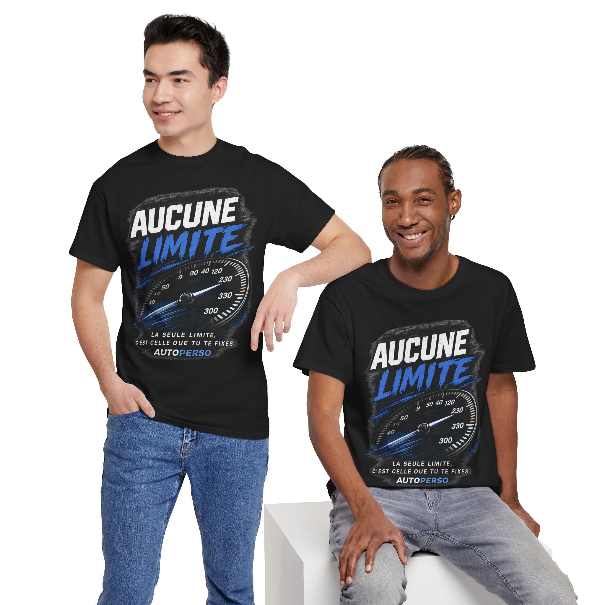 Aucune Limite Tee — French 'No Limits' Speedometer Graphic T-Shirt
