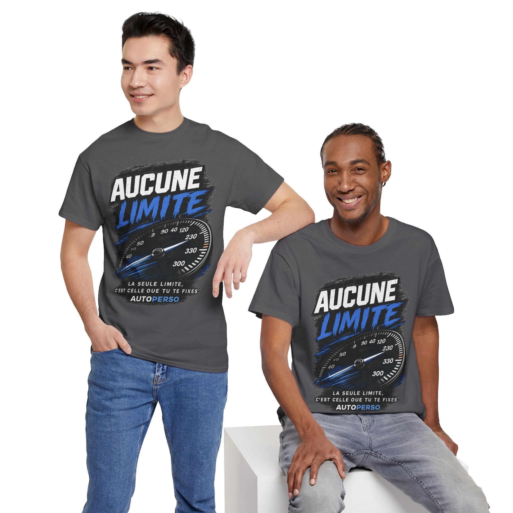 Aucune Limite Tee — French 'No Limits' Speedometer Graphic T-Shirt