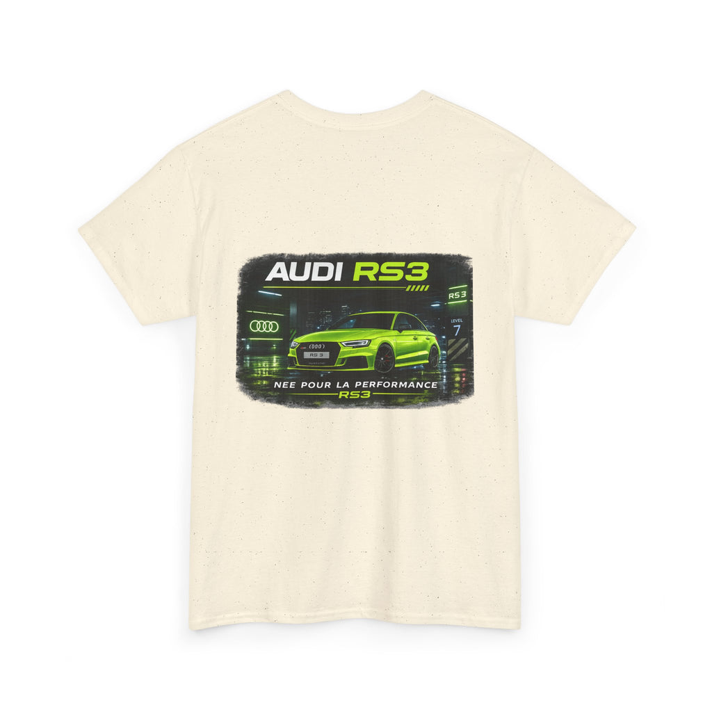 Audi RS3 Graphic Tee — Neon Green Sports Car Back Print