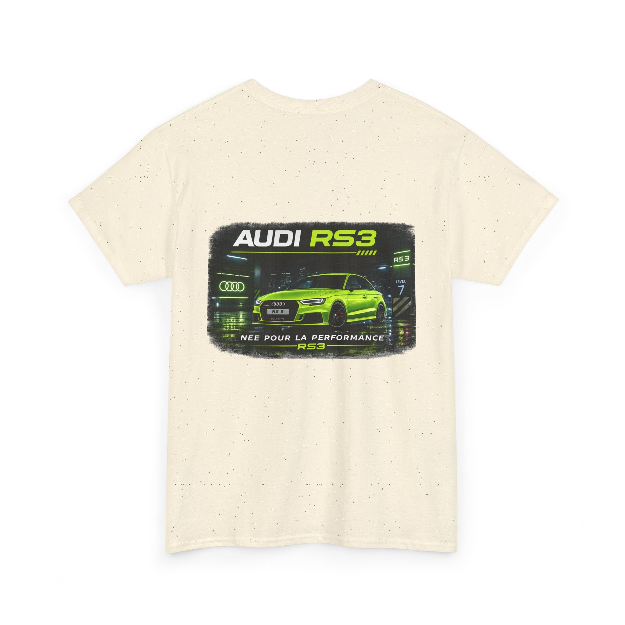 Audi RS3 Graphic Tee — Neon Green Sports Car Back Print